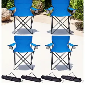 2/ 4pcs Folding Camping Chairs, Outdoor PortableLawn Chairs for Adults with Cup Holders, Carrying Bag for Outside Beach, Sports, Hiking