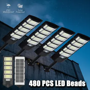 IP65 Waterproof Solar Security Lights with 480LED, Super Bright Street Light with Bracket Commercial Motion Sensor Solar Flood Lights (Remote Control) Suitable for Garden, Parking, Commercial Area Lighting.