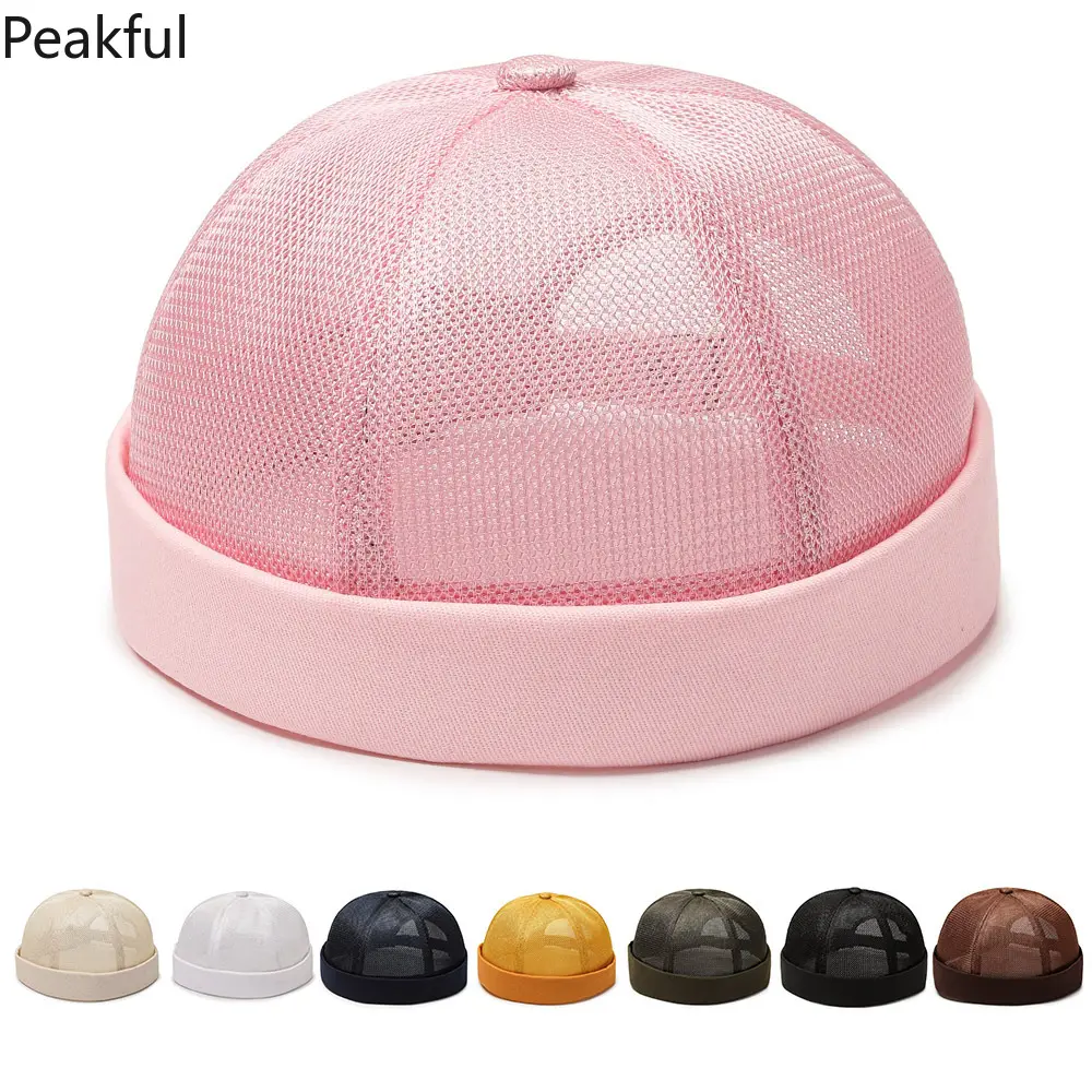 Simple American Retro No Brim No Brim Watermelon round Cap Pure Mesh Hat Breathability Men Women Hip Hop Hat