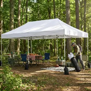 10x20 Instant Pop Up Tailgate Canopy Tent with Adjustable Height Heavy-Duty Steel Frame, Waterproof UPF 50+ Oxford Outdoor Shelter for Party, Wedding, Backyard, Parking, Camping