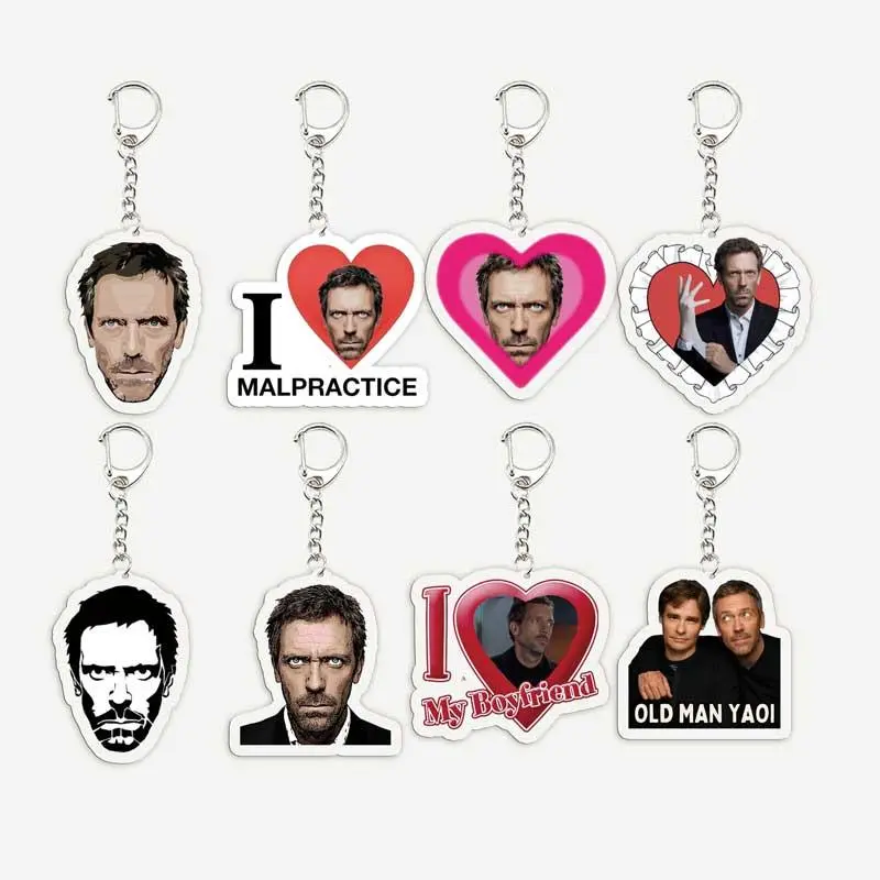 Acrylic House MD Keychains for Accessories Bag House MD Charm Keyrings Chains Jewelry Fans Friends Gift
