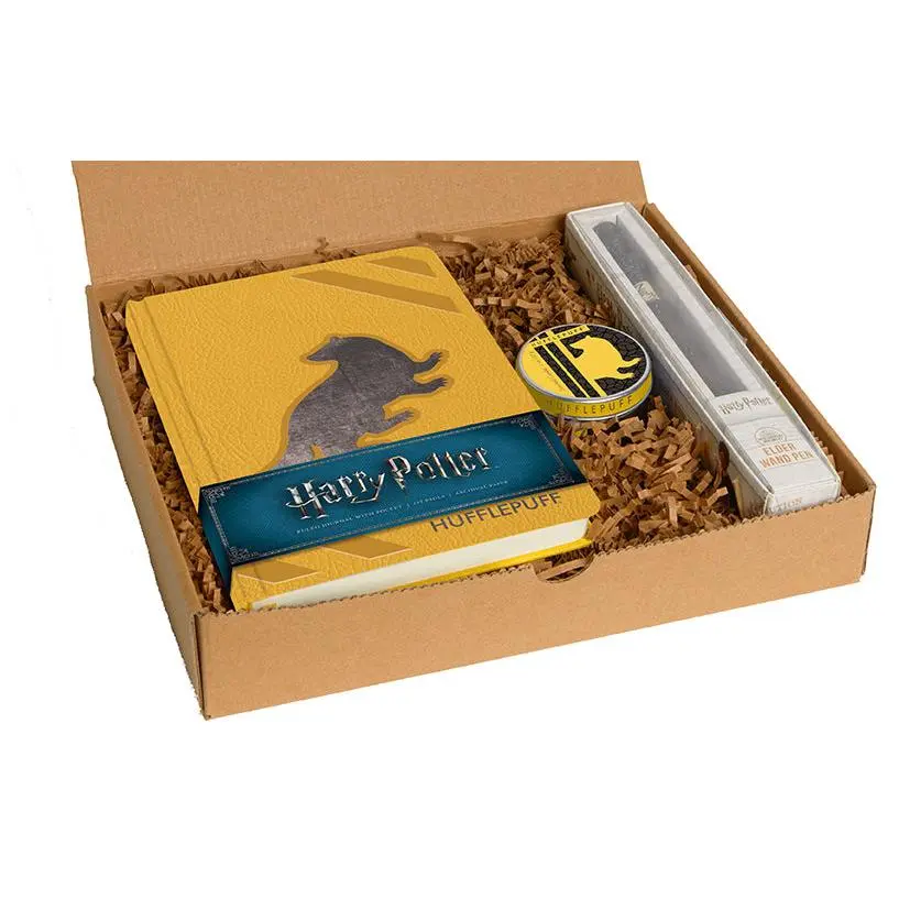 Harry Potter Hufflepuff Collectible Boxed Gift Set, Office Stationery Supplies with Paraffin Wax, Palm Wax, Gold Foil, Elastic Band, 192 Ruled Pages