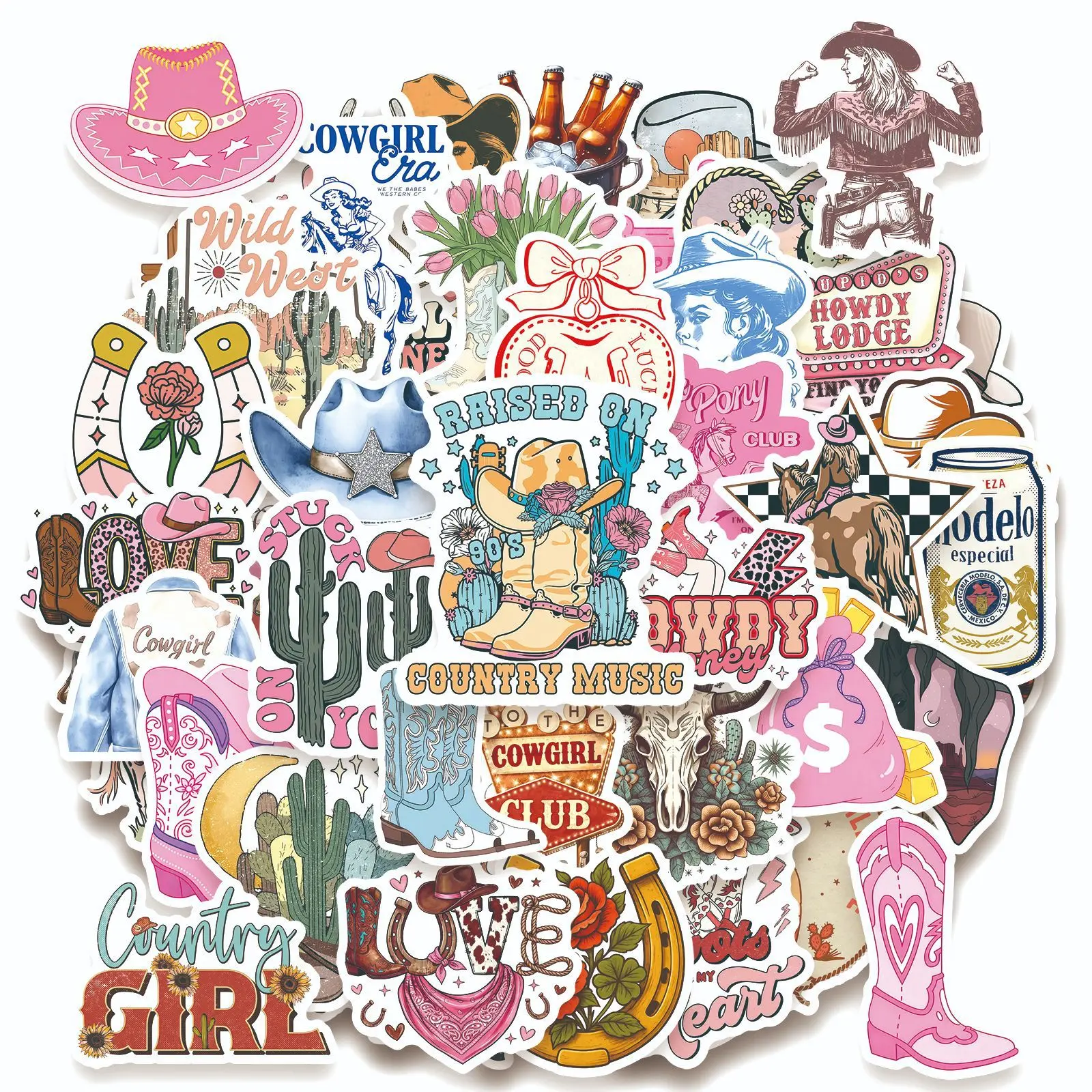 50pcs Retro Western Cowboy Series Stickers, Decal Set, Office Supplies and Notebook Accessories, Suitable for Scrapbooks, Diaries, Laptops, Water Bottles, Cars, Decorative Decal, Car Decals, Based on A Design Inspired By Faith