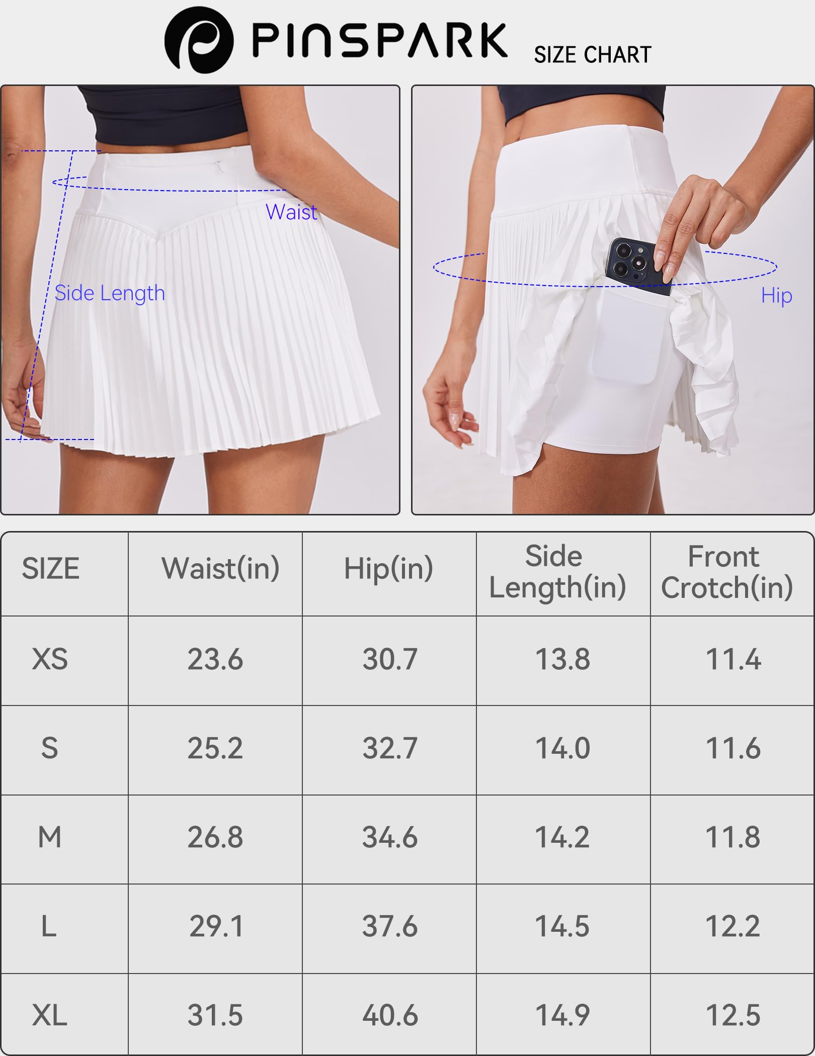 PINSPARK Pleated Tennis Skirt for Women High Waisted Athletic Skirts with Shorts Pockets Golf Workout Pickleball Skort Skirts Springtok PINSPARK Pleated Tennis Skirt for Women High Waisted Athletic Skirts with Shorts Pockets Golf Workout Pickleball Skort Skirts Springtok