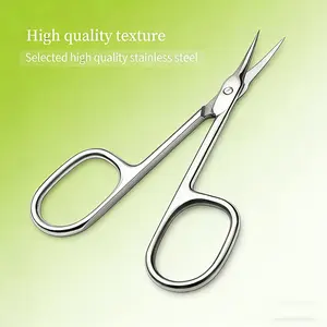 Light Beige Curved Tip Scissors, Multi-Purpose Tool for Nail and Eyebrow Maintenance