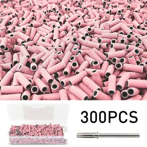 300PCS 3MM Sanding Bands With 1PC Mandrel for Nail Drill #180 #240 Grit Nail Sanding Band Bulk for Salons Manicure Nail Art Tools