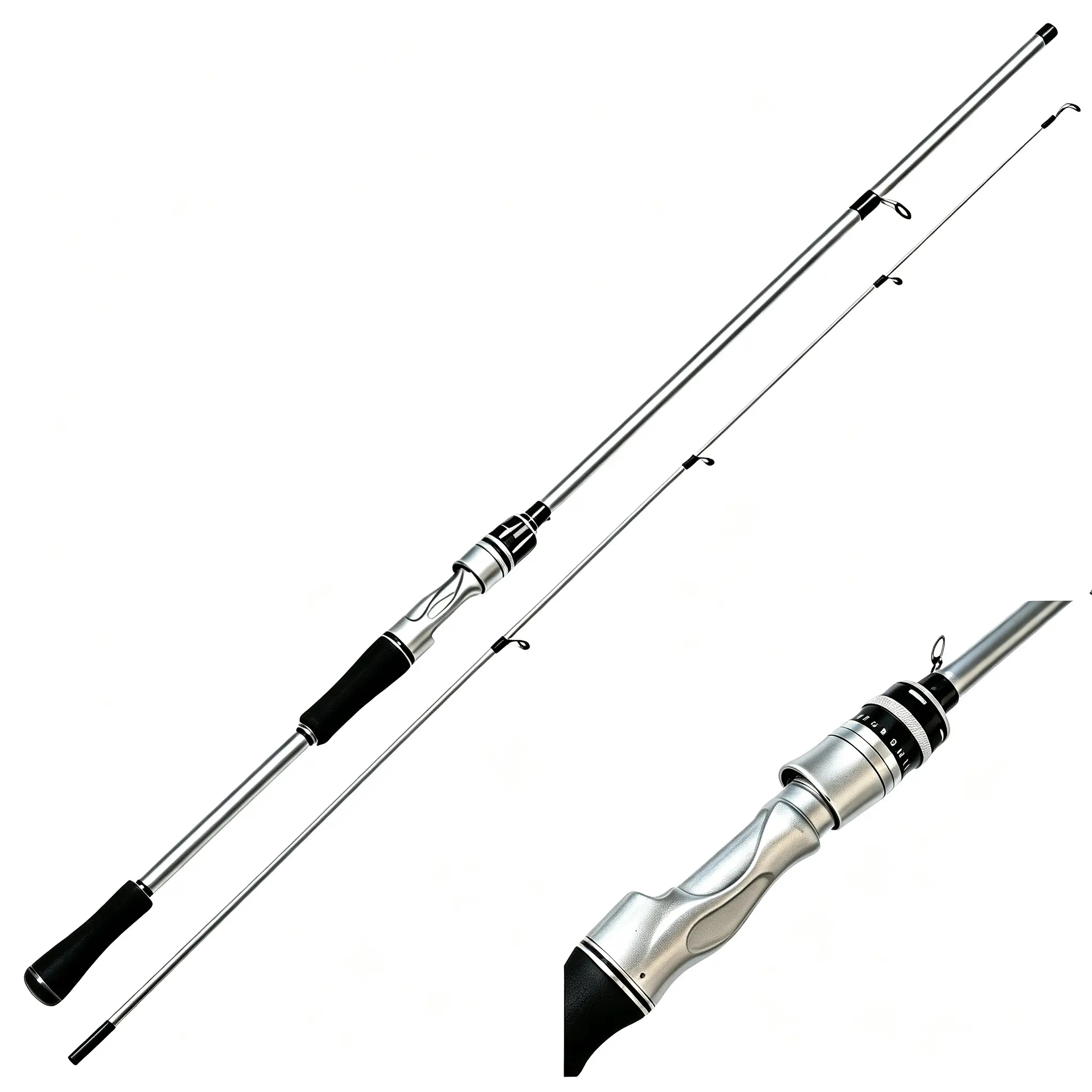 Carbon Fiber Fishing Rod, 6FT 2-Section ML Fast Action Lure Rod, 1/8oz-3/8oz Lure Weight, 4-12LB Line Weight, Sensitive Tip for Bass/Trout, Freshwater/Saltwater Travel Fishing Gear day