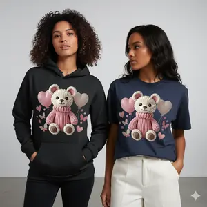 Women's Bear Balloon Graphic T-shirt/Hoodie Regular Fit | Soft & Breathable Fabric, Durable Print, Everyday Comfort, Machine Washable