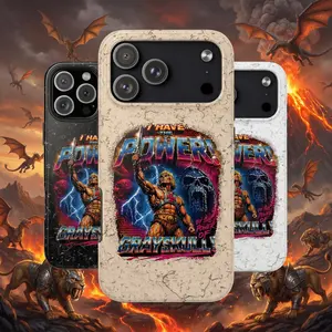 Power Of Grayskull He and Man Inspired Glossy Tough Phone Case 11 to 17 series S21 to S25 Edge to Ultra - Retro Sword And Sorcery Adventure Protect Phone Case - Neon Fantasy Castle Warrior Gift for Cases For 11 12 12 Pro 12 Promax 13 14 15 16 17 Pro Max
