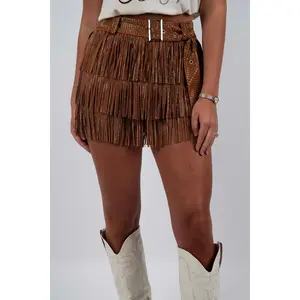 Eye Catcher Fringe Shorts (Camel)