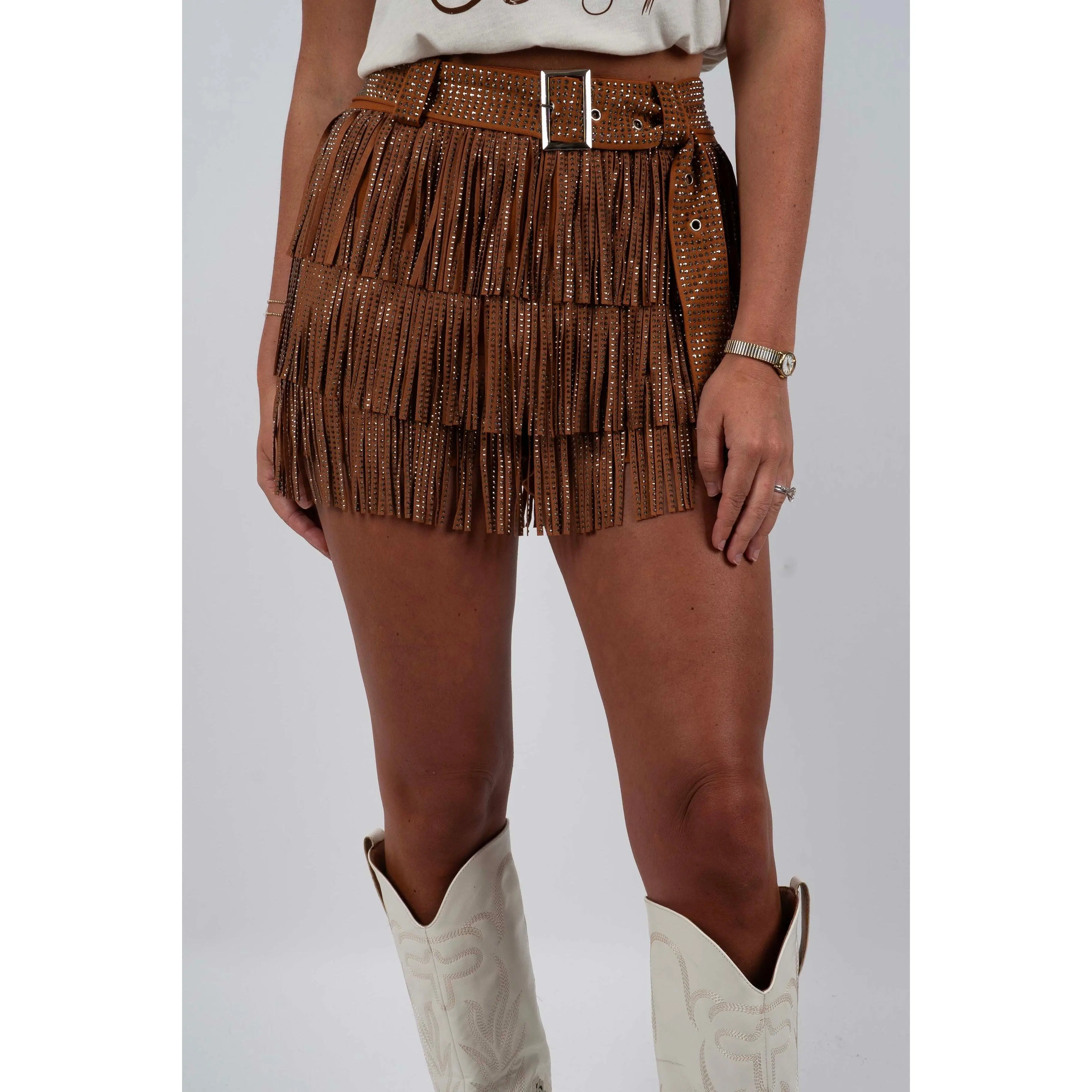 Eye Catcher Fringe Shorts (Camel) Eye Catcher Fringe Shorts (Camel)