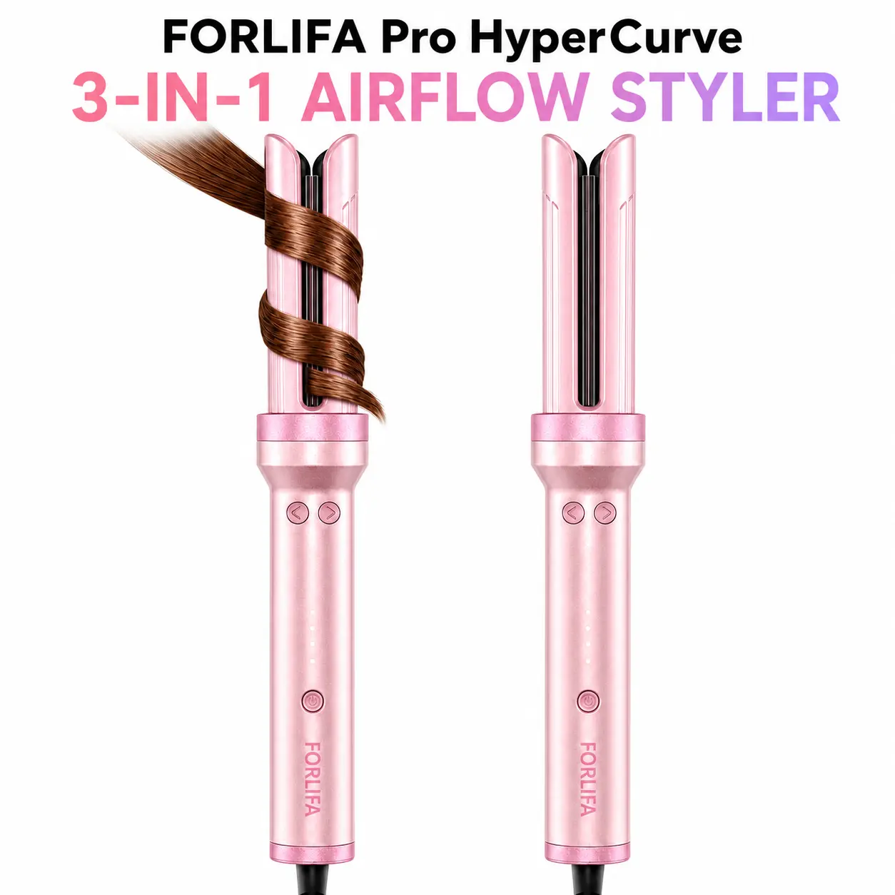 FORLIFA Pro HyperCurve 3-in-1 Corded Ionic Automatic Rotating Curling Iron & Straightener - 1-in Barrel, 360° Cooling Airflow, 3 Heat Settings, Anti-Scald, Detangling, Heat Protection, Frizz Control, Bouncy Curls for Dry Hair, Curling Irons