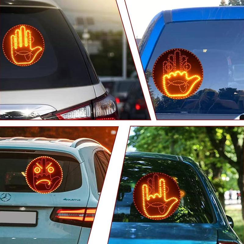 Car Window LED Gesture Light with Remote Control 8-in-1 Emoji Display Auto-Off Fun Mood Light for Cars & Trucks