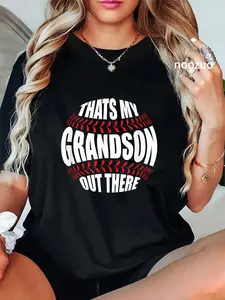 100% Cotton That's My Grandson Out There Baseball Grandma Grandpa Papa T-Shirt