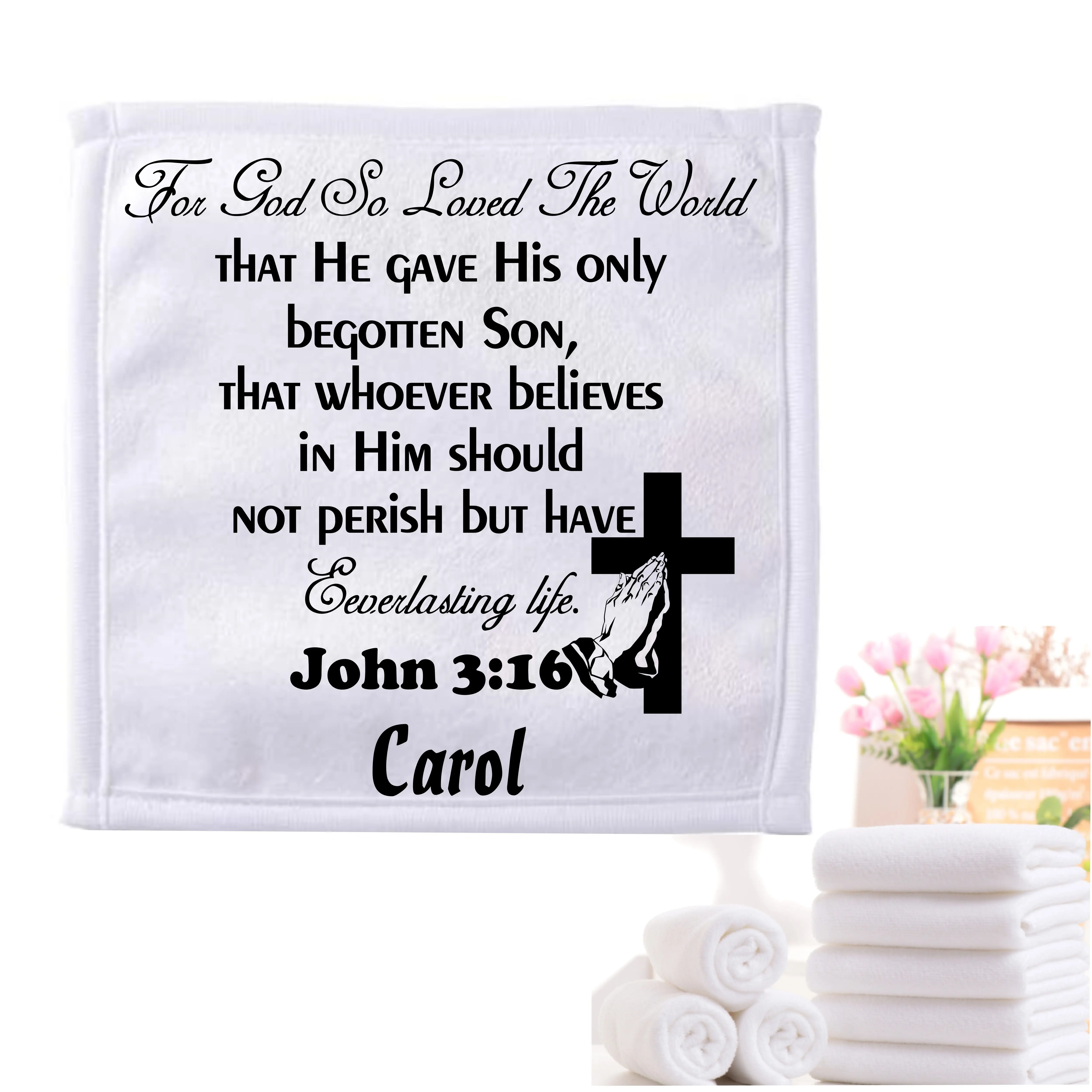 Personalized Towels with Custom Name and Bible verse | Monogram Towels with Scripture Verse