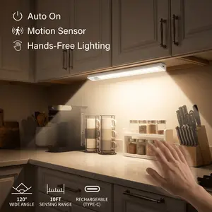 Under Cabinet LED Lighting 6 Pack 20cm 30cm 3 Modes ON/OFF Dimmable 3 CCT USB-C Rechargeable Slim Magnetic Wireless Light for Kitchen Counter Pantry Closet Wardrobe Staircase Workshop Eye-Caring Flicker-Free Ultra Slim Design