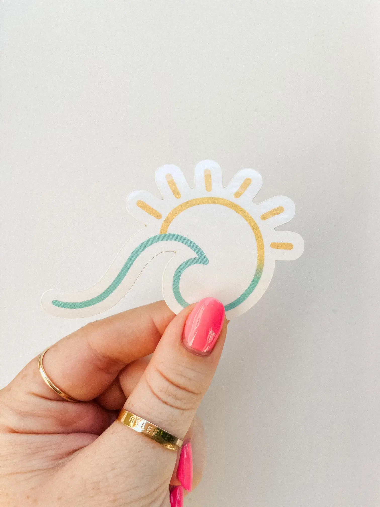 Wave and Sun Waterproof Vinyl Sticker