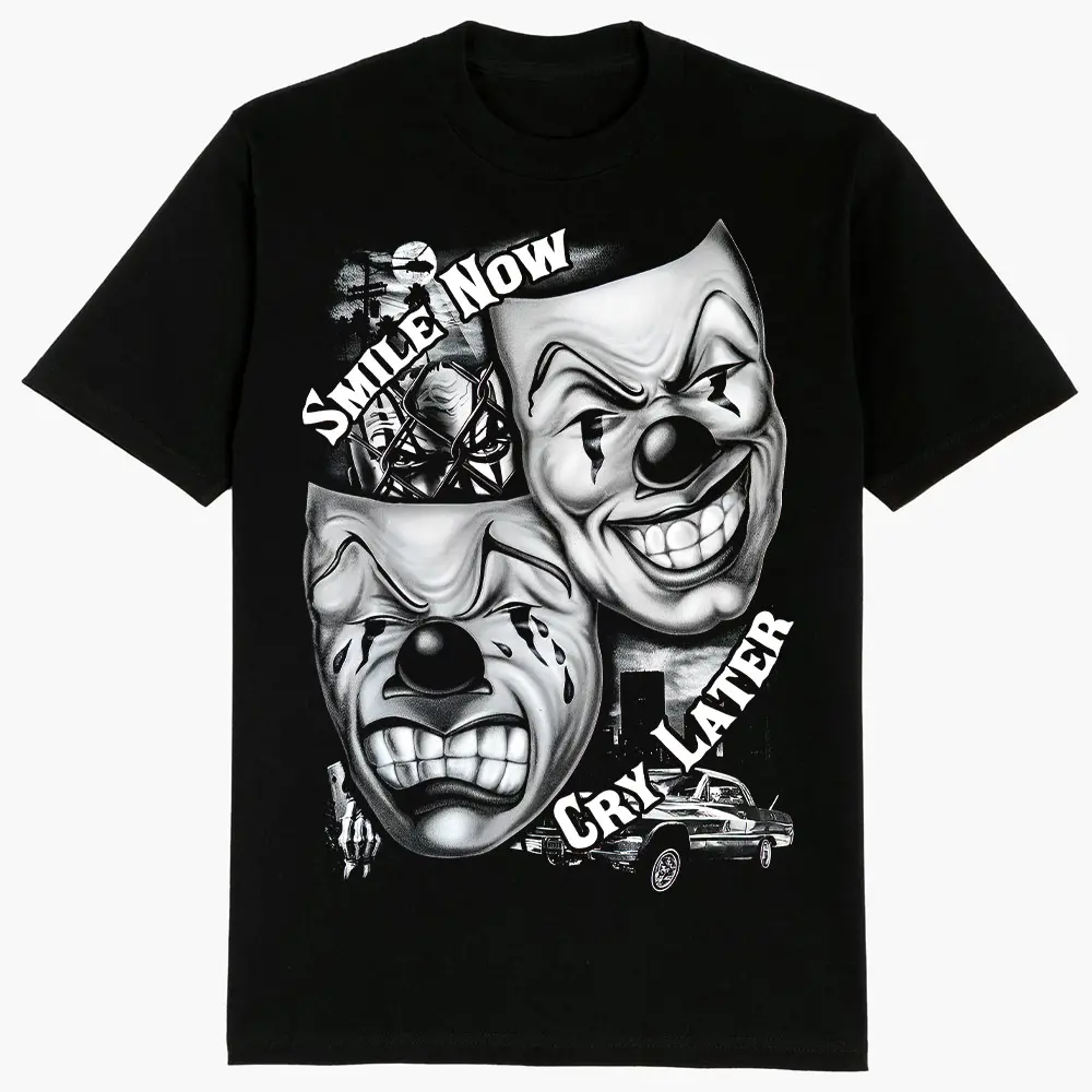Laugh now cry later, Chicanos clothing , Lowrider clothing, Gangster clothes, Chicana shirt, Mexican Clothing Streetwear Unisex Graphic