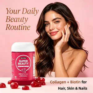 HerColla SUPER BEAUTY Gummies - 1000mg Multi-Collagen Complex with Cranberry & Folate, Biotin & Zinc, Vitamins A B6 B12 C E for Thicker Hair Nails Radiant Skin Renewal