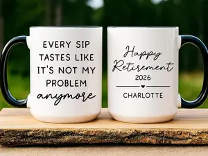 Personalized Retirement Coffee Mug, Happy Retirement Cup, Custom Retirement Gift For Boss Co Worker, Officially Retired Cup For Her