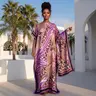 MOO MOO Women’s printed long dress and scarf set; Bohemian casual shawl dress with scarf; relaxed loose beachwear; soft and comfortable; suitable for all seasons; a must-have for seaside vacations. Matching Outfit