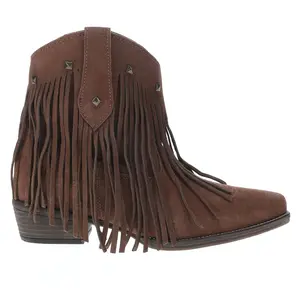 ROPER Womens Dusty Fringe Studded Snip Toe  Casual Boots Ankle Low Heel 1-2" - Brown
