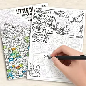 Kawaii Doodle Coloring Notebook, Whimsical Little Character Sketch, Relaxation Planner, Creative Activity Book, Fun Art Journal, Sketching Notebook, Whimsical Characters