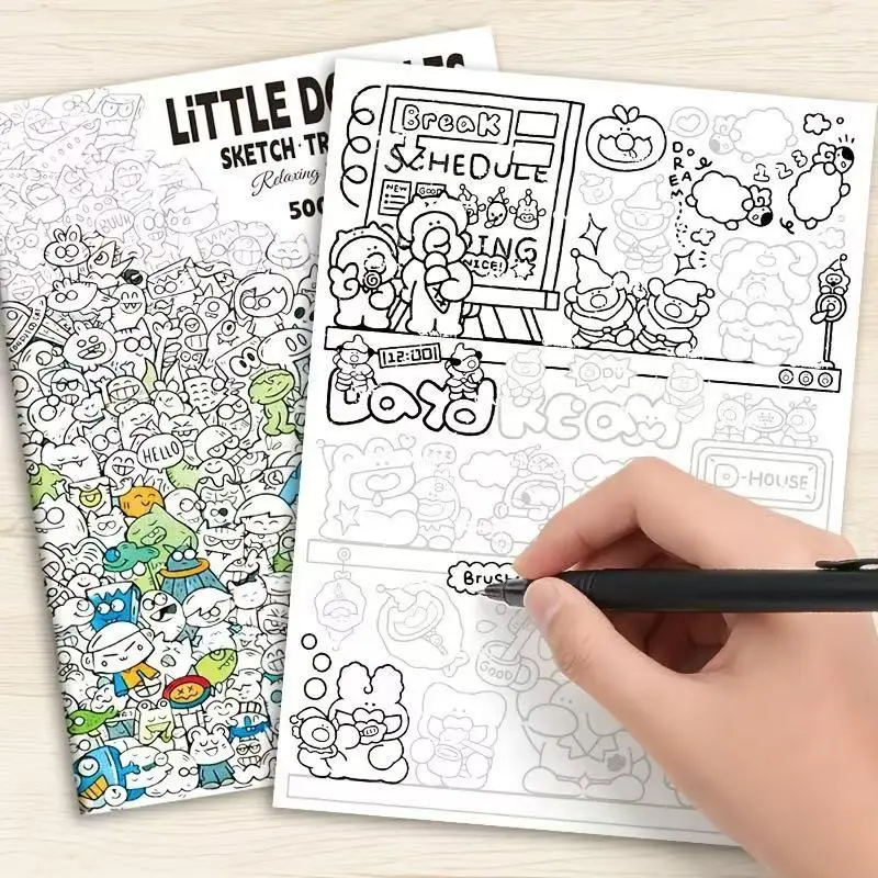Kawaii Doodle Coloring Notebook, Whimsical Little Character Sketch, Relaxation Planner, Creative Activity Book, Fun Art Journal, Sketching Notebook, Whimsical Characters