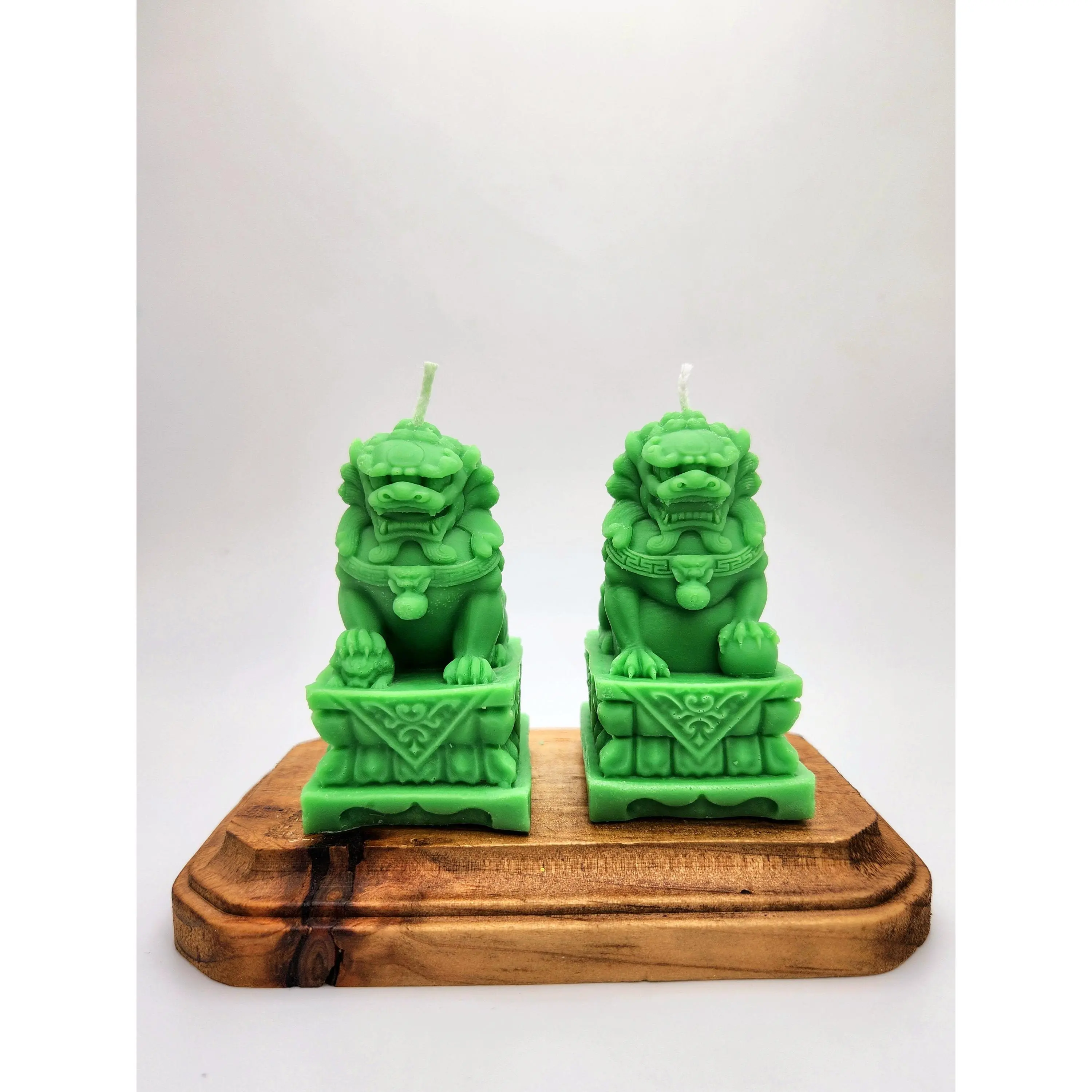 Chinese Guardian Lions Statues Fu Foo Dogs Candles