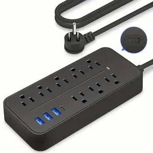 Surge Protector Power Strip, 1 Count 8-Outlet Surge Protector Power Strip with 3 USB & 1 USB-C Ports, Electrical Sockets & Accessories for Home, Multiple Sockets