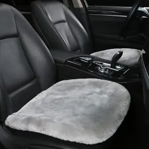 Genuine Sheepskin  Seat Cushion Seat Covers for   SUV Comfort Seat Protector Pad for  Driver Seat  Accessories for Women Office Chair  Decor (Grey, Front Seat Cushions-2 Pcs)
