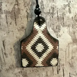 hanging car freshie, cow tag, aztec cardstock