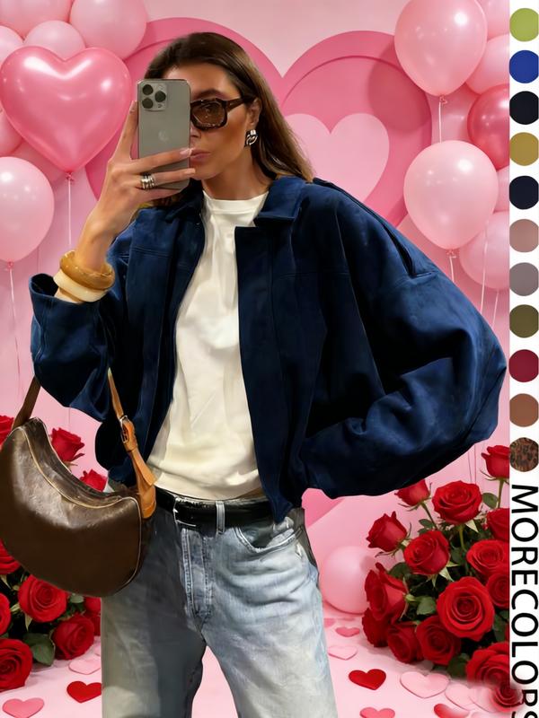 Women's Military Jacket, Army Green Loose Fit Coat For Spring & Autumn