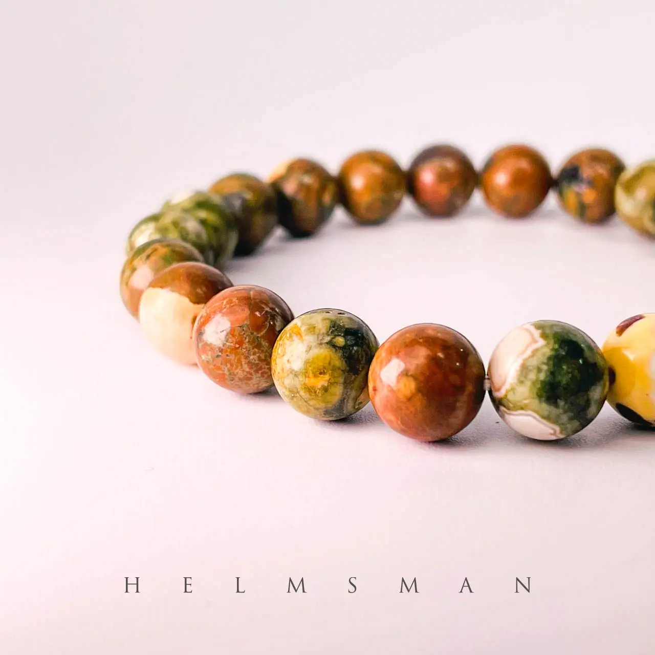 [Direct Buy] 8mm Rainforest Jasper Crystal Bracelet, 1 Count Semi-Finished Non-Natural Jewelry Accessory, Beaded Bracelet