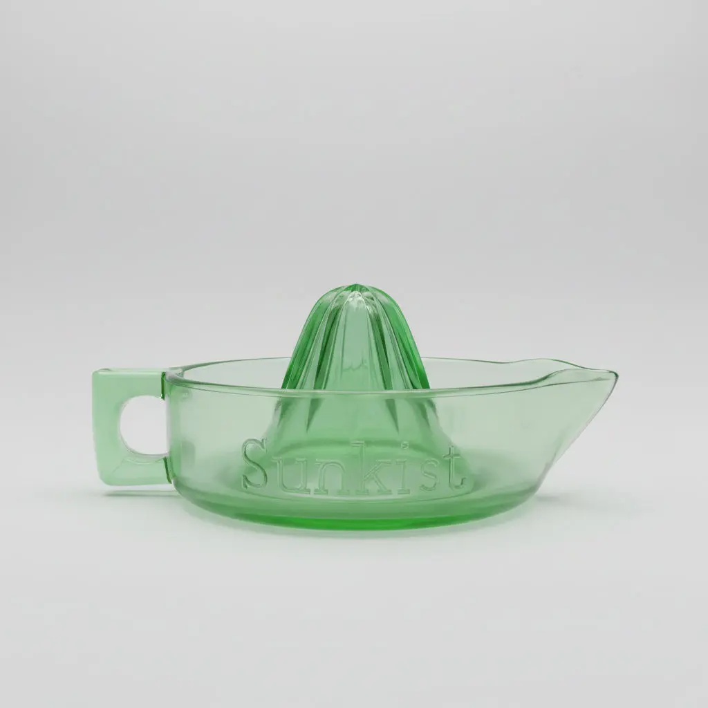 Antique Transparent Sunkist Green Depression Glass Citrus Juicer Reamer - McKee Uranium Vaseline Glow, Pat. No. 68764, Kitchen Bowl Kitchen Utensil
