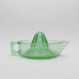 Antique Transparent Sunkist Green Depression Glass Citrus Juicer Reamer - McKee Uranium Vaseline Glow, Pat. No. 68764, Kitchen Bowl Kitchen Utensil