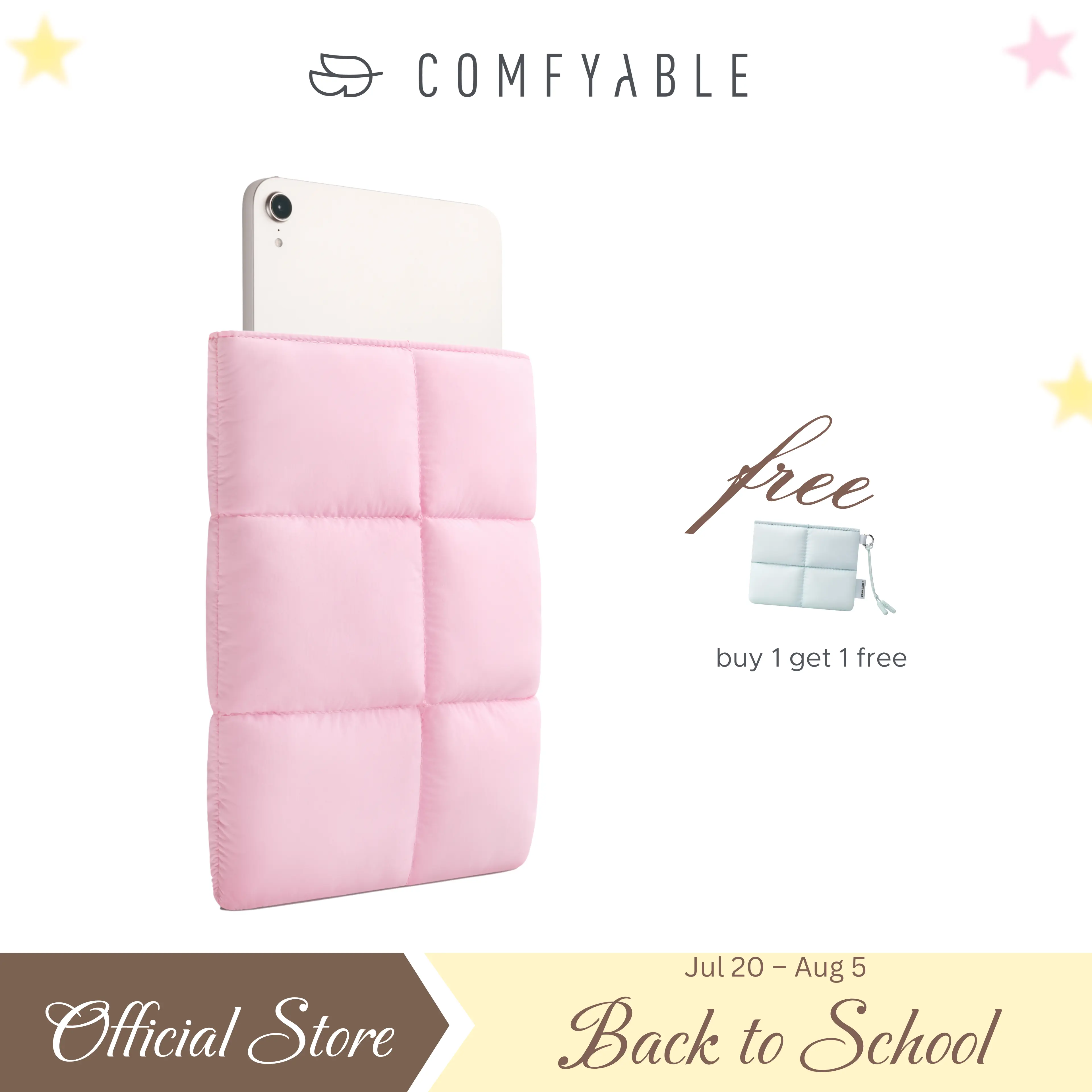 Comfyable Cute Puffy Tablet Sleeve Cover for 7-8 Inch iPad Mini & Kindle, Aesthetic Quilted Tablet Accessories, Trendy Must-Have Carrying Case