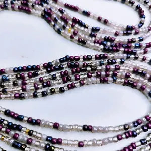 Purple Tie-On Waistbeads, 50 in Long, Women's Body Jewelry Adornment for Daily Wear