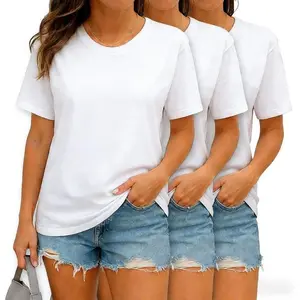 Casual Crew Neck T-Shirt, 3-Piece Short-Sleeve T-Shirt Set, Solid Color T-Shirt, Women's Basic T-Shirt, Women's T-Shirt, Women's Everyday Top, Cute Women's Top Women's Crop Top Black White Set