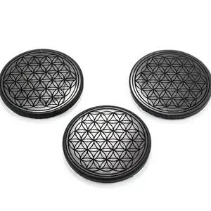 Engraved Shungite Stickers for Phone with EMF Protection- 2 Inch Diameter Cellphone Accessories Electronic Cover Handheld