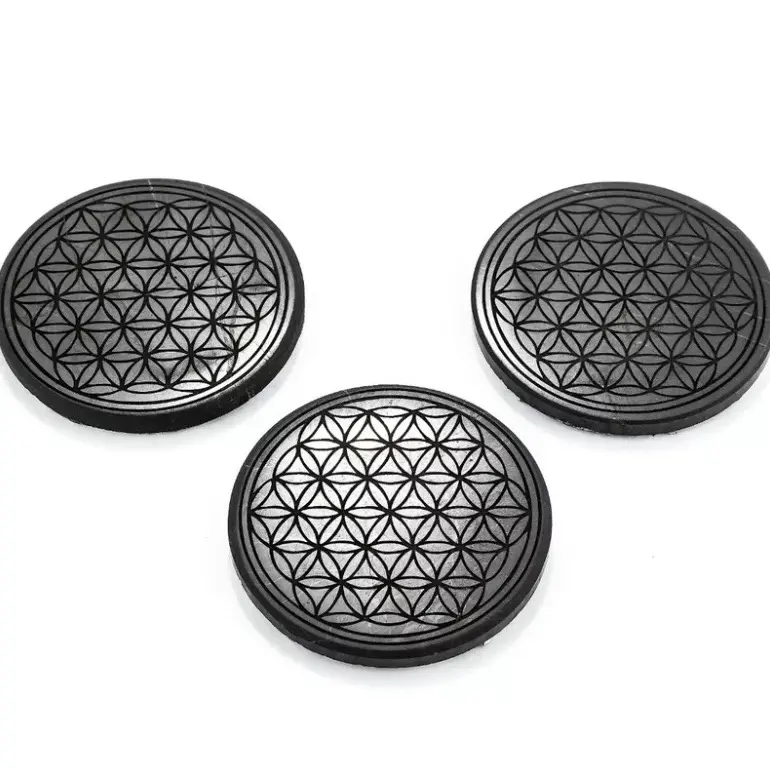 Engraved Shungite Stickers for Phone with EMF Protection- 2 Inch Diameter Cellphone Accessories Electronic Cover Handheld