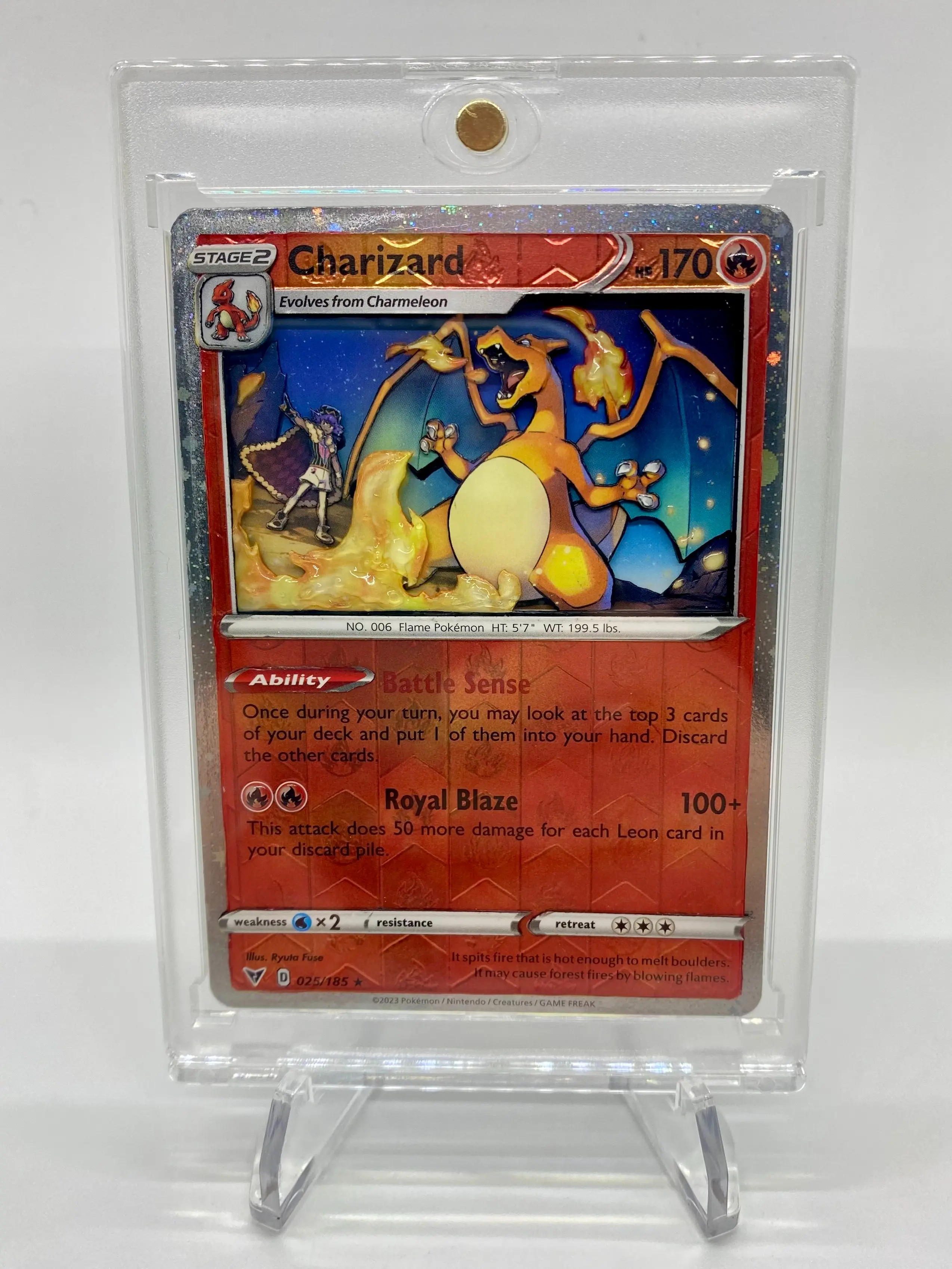 charizard pokemon card vivid voltage Promo Prerelease Stamp SWSH066 CGC 9 Fire Royal Blaze (100+) This attack does 50 more damage for each Leon card in your discard pile 🔥 Charizard Painting Process ✨️,