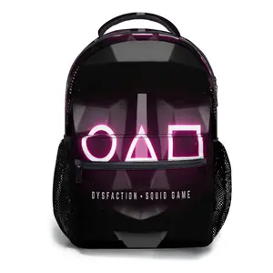 Trending Squid Game Full-Print 17" Waterproof Backpack - Durable Machine-Washable Design, Multi-Compartment Storage + Padded Straps for Commute, Travel & Outdoor Essentials