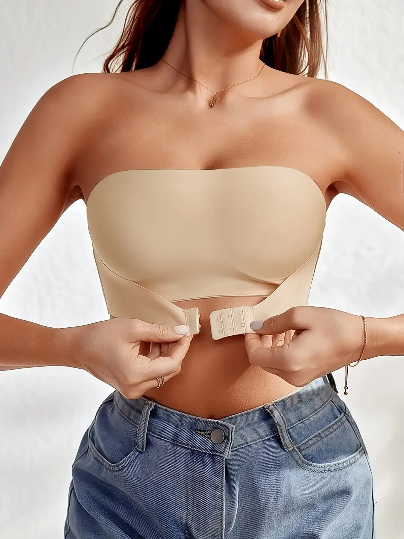 New Women's Strapless Bralette with Front Buckle, Seamless Invisible Underwire-Free Push-Up Top, Ideal for Weddings & Gifts, Underwear