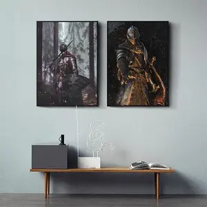 Medieval Knight Pattern Unframed Painting, 2 Counts/set Modern Wall Art Poster, Wall Decor for Home Living Room Bedroom Office School
