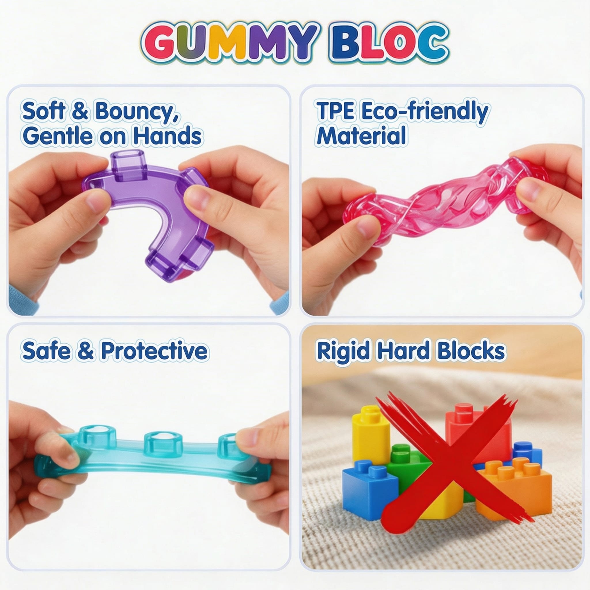 Party Favors Jelly Building Blocks, Sensory Fidget Kids Toys, Assembling Building Blocks, Educational & Transparent Soft Silicone, Flexible, Enhances Hands-On Skills