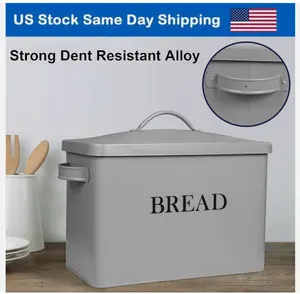 Stainless Steel Bread Box Storage Bin Kitchen Cake Food Container Holder Gray US