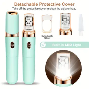 Women'S Hair Removal Epilator, Facial Hair Eliminator, Eyebrow Shaving for Women, Facial Hair Epilator, Face Plucker, Chin Hair Removal System with LED Light, Suitable for All Ages And Skin Types, Includes Brush And Pouch