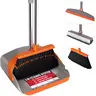 Broom with Dustpan Combo Set, 3-in-1 Upright Cleaning System with Interchangeable Broom, Scrub Brush & Squeegee Heads, 52" Long Handle, Self-Cleaning Teeth for Indoor Outdoor Use