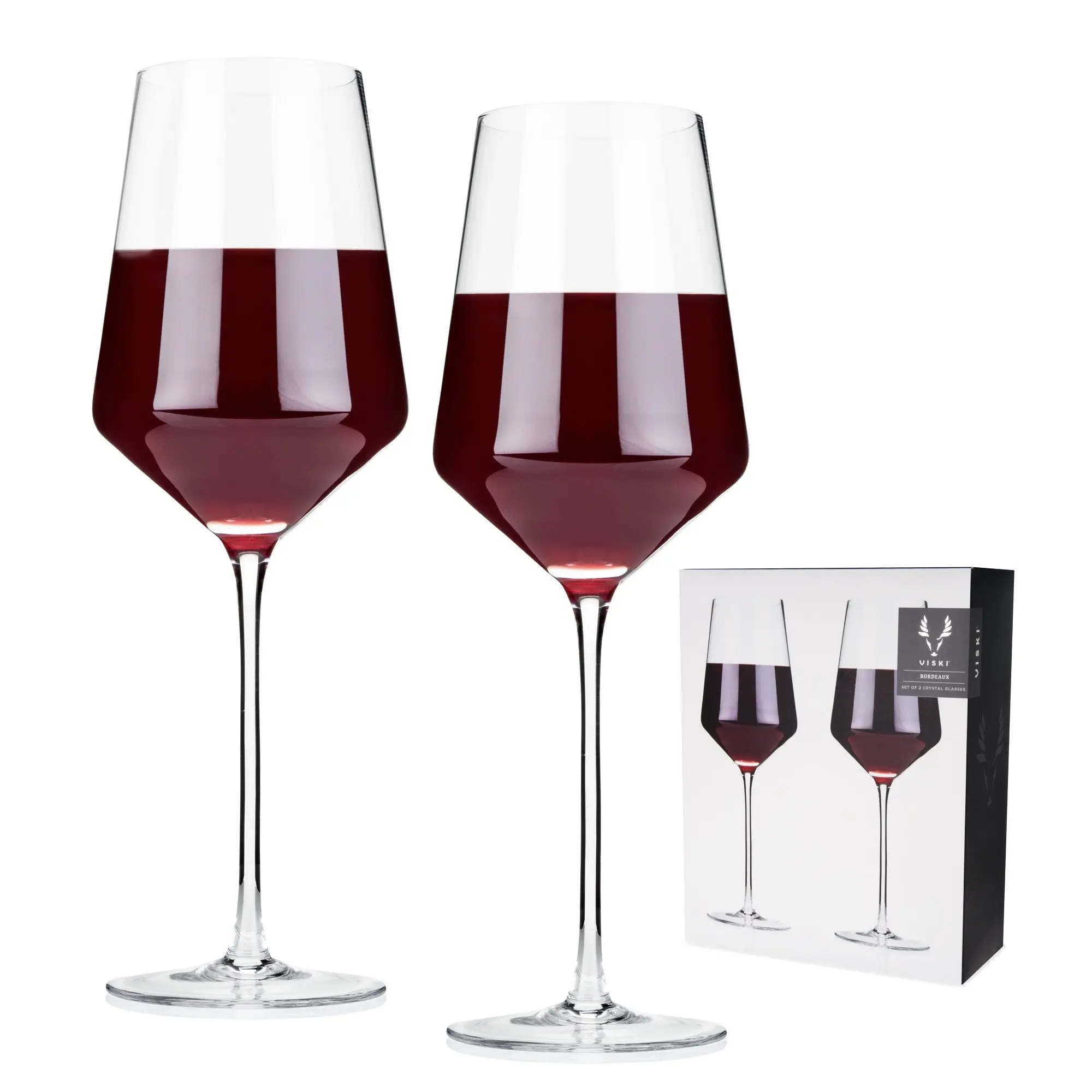 Raye Crystal Angled Bordeaux Glasses by Viski